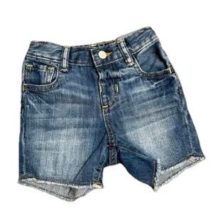 GAP Denim Baby Jean Shorts Denim Elastic Waist Raw Hem Size 18-24 Months NWT